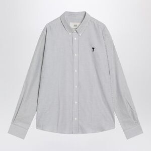 Ami Paris Men's Ami De Coeur Striped White Shirt